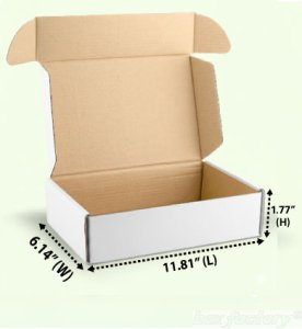 Mailer White Box (3 Ply) 11.81x6.14x1.77 Inch